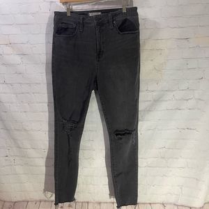 Madewell Curvy High Rise Skinny Distressed Black Jeans